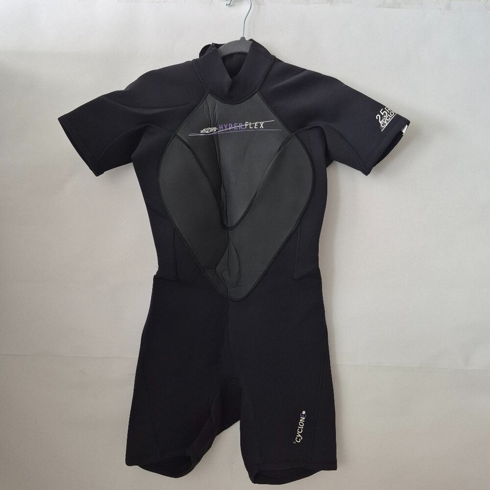 Hyperflex Cyclone2 Springsuit Wetsuit 2.5mm Womens 12 Short Sleeve Shorts Black
